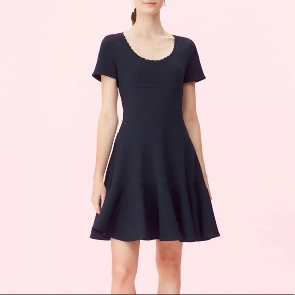 Rebecca Taylor Textured Fit And Flare Black Dress Sz 10 - Picture 2 of 12